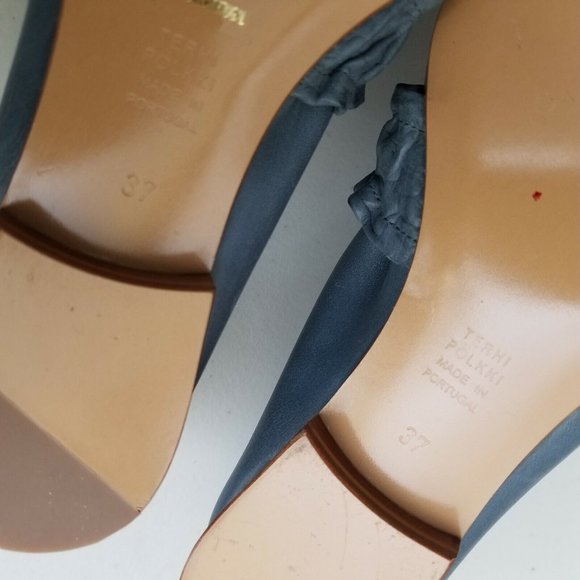 Terhi Polkki Victoria Ruffled Loafers Navy leather Size 37 New - Picture 6 of 7